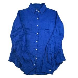 Lilly Pulitzer Linen Button Down Shirt Blue Size Small